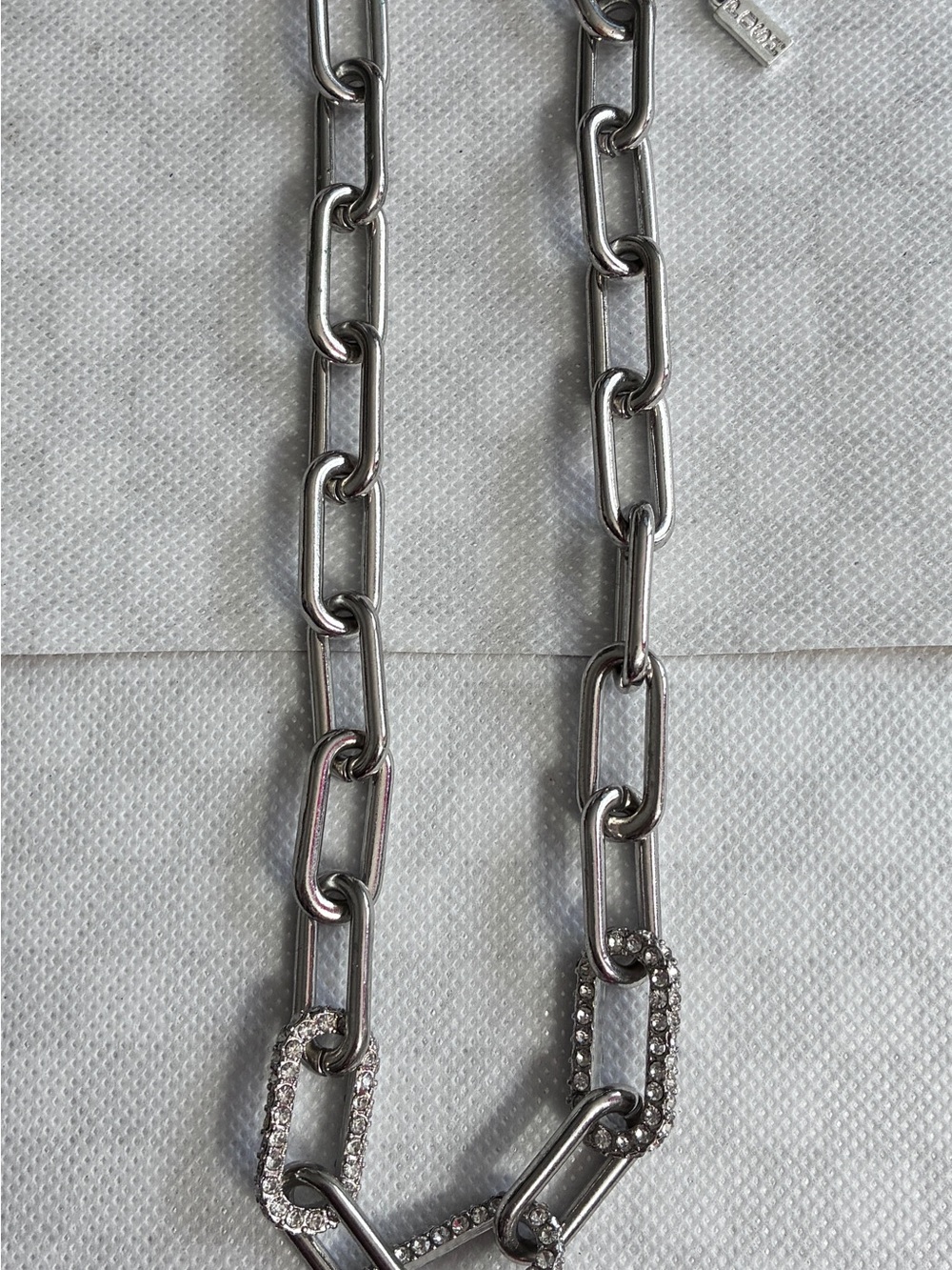 Crystal-Link Silver Chain Necklace - Women Jewelry with Posh Tag